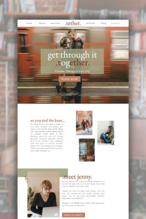 Tether – a warm and welcoming one-page Showit template with a modern, easy-to-customize design for service providers, featuring smooth animations and a built-in blog.